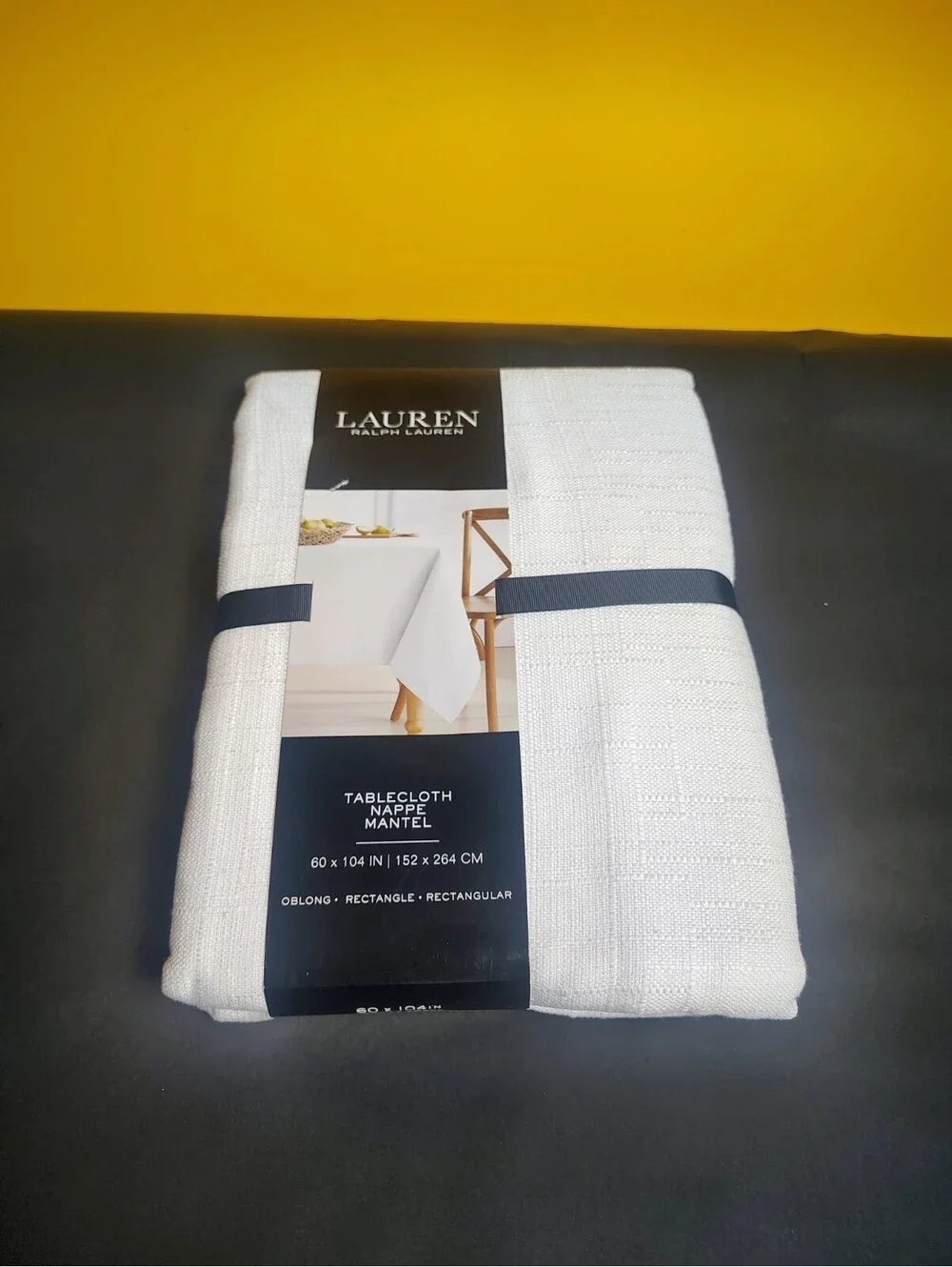 Lauren Ralph Lauren White Tablecloth 60x104 Oblong Rectangle Textured NWT